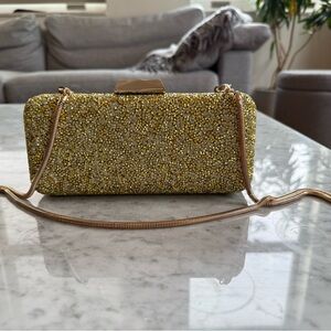 Saks Fifth Avenue Gold Beaded Clutch